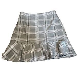 Women's Loft Black White & Pink Plaid Trumpet Skirt